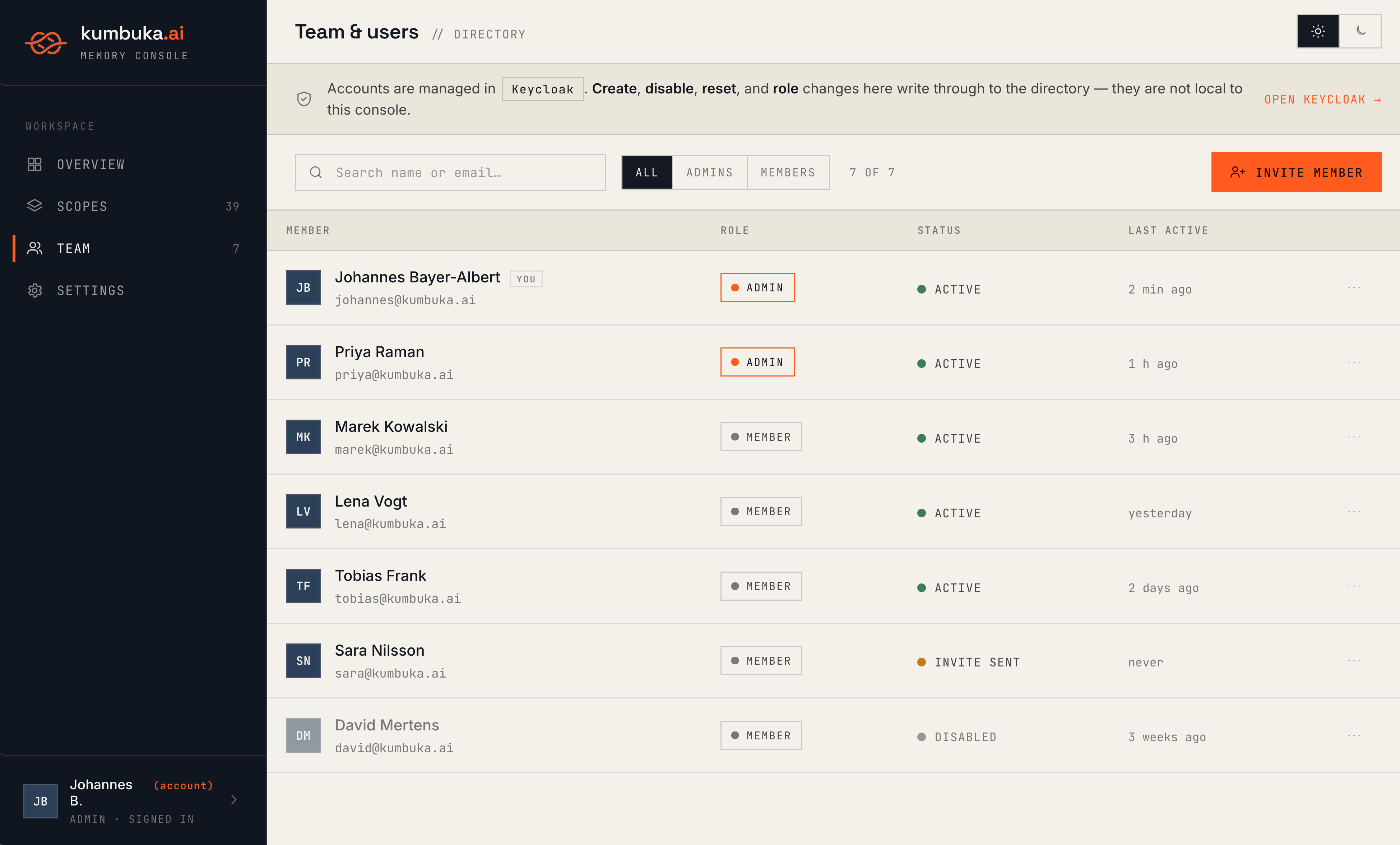 kumbuka admin console